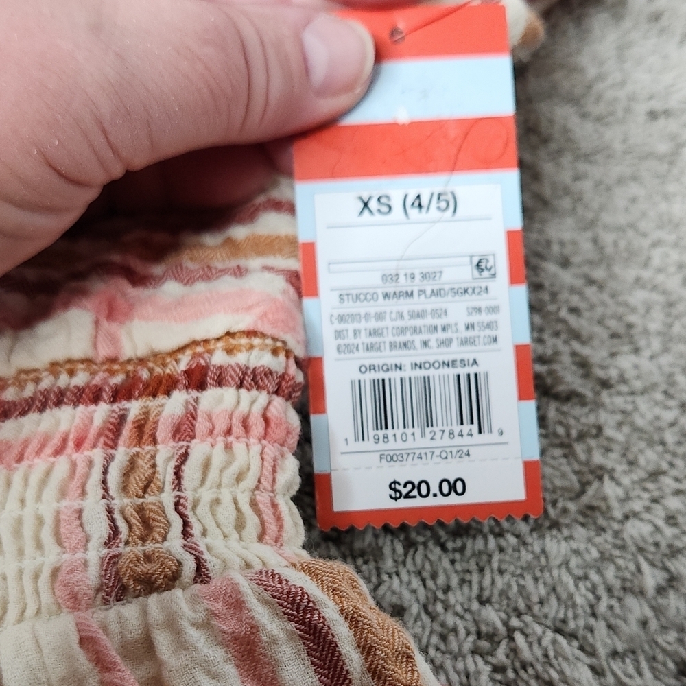 Girls' Short Sleeve Tiered Woven Warm Plaid Dress - Cat & Jack Brown XS - Picture 6 of 10